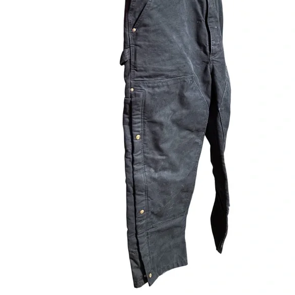 Carhartt Duck Quilt-Lined Zip-to-Thigh Bib Overalls (Style R41-BLK) 2019 40 X 30 - Picture 4 of 10